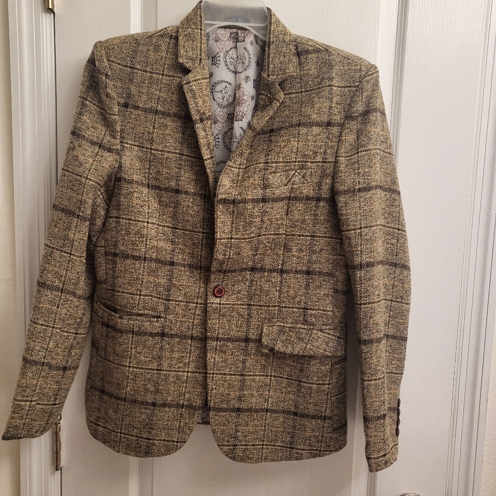 WomenTan Plaid Blazer Pre-owned